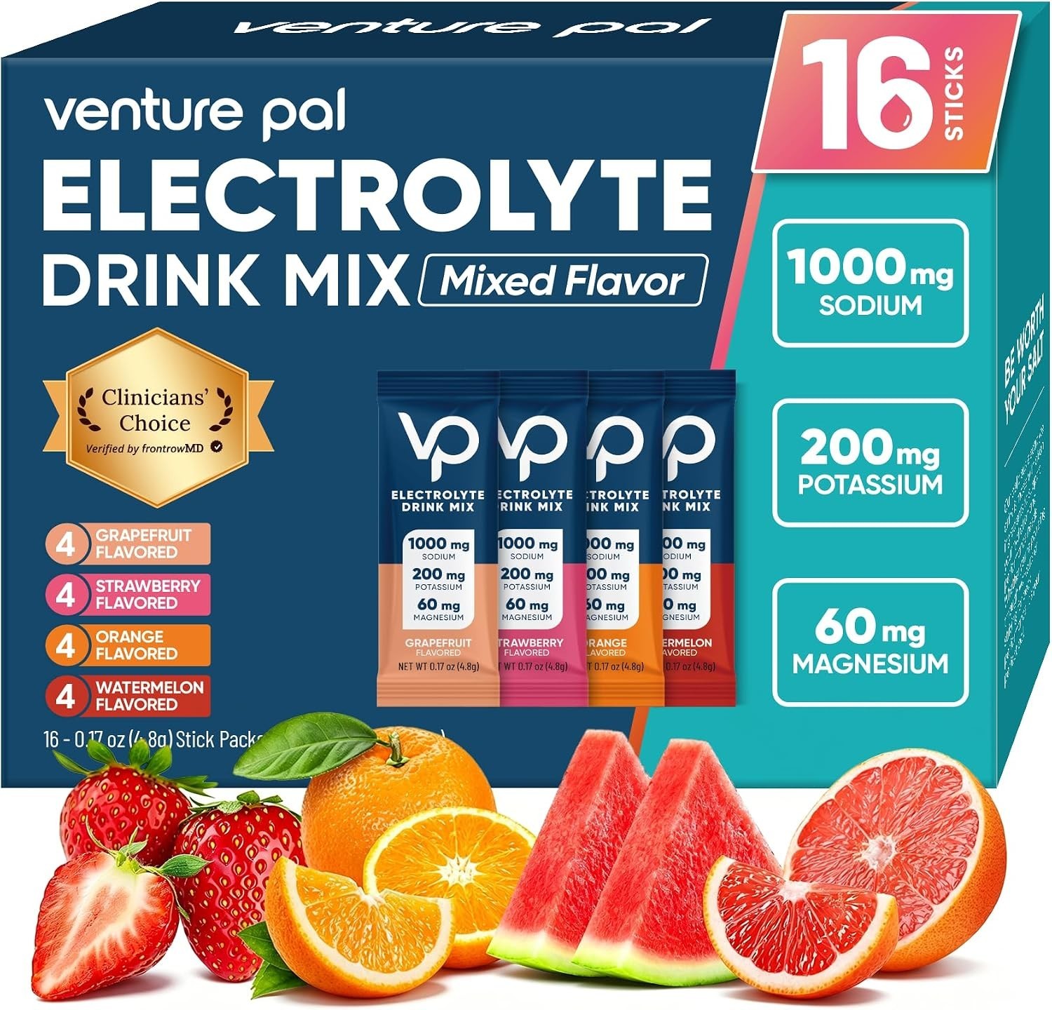 Electrolitos En Polvo 16 Sobres Sin Azucar Sales De Hidratación Para Bebidas