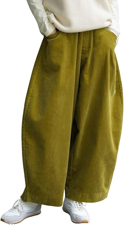 Women Corduroy Barrel Pants Wide Leg Vintage Mid Rise Y2k Baggy Boyfriend Pants Women Corduroy Barrel Pants Wide Leg Vintage Mid Rise Y2k Baggy Boyfriend Pants