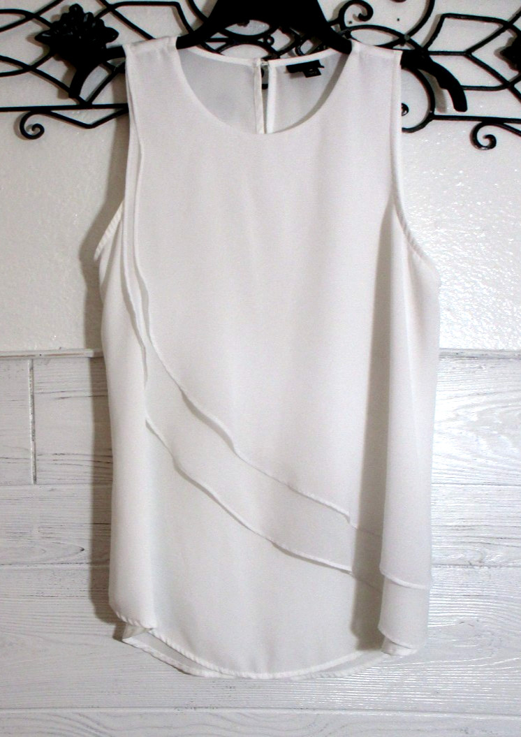 Worthington Women\'s Top Size M Sleeveless Ivory Round Neck Blouse Worthington Women\'s Top Size M Sleeveless Ivory Round Neck Blouse