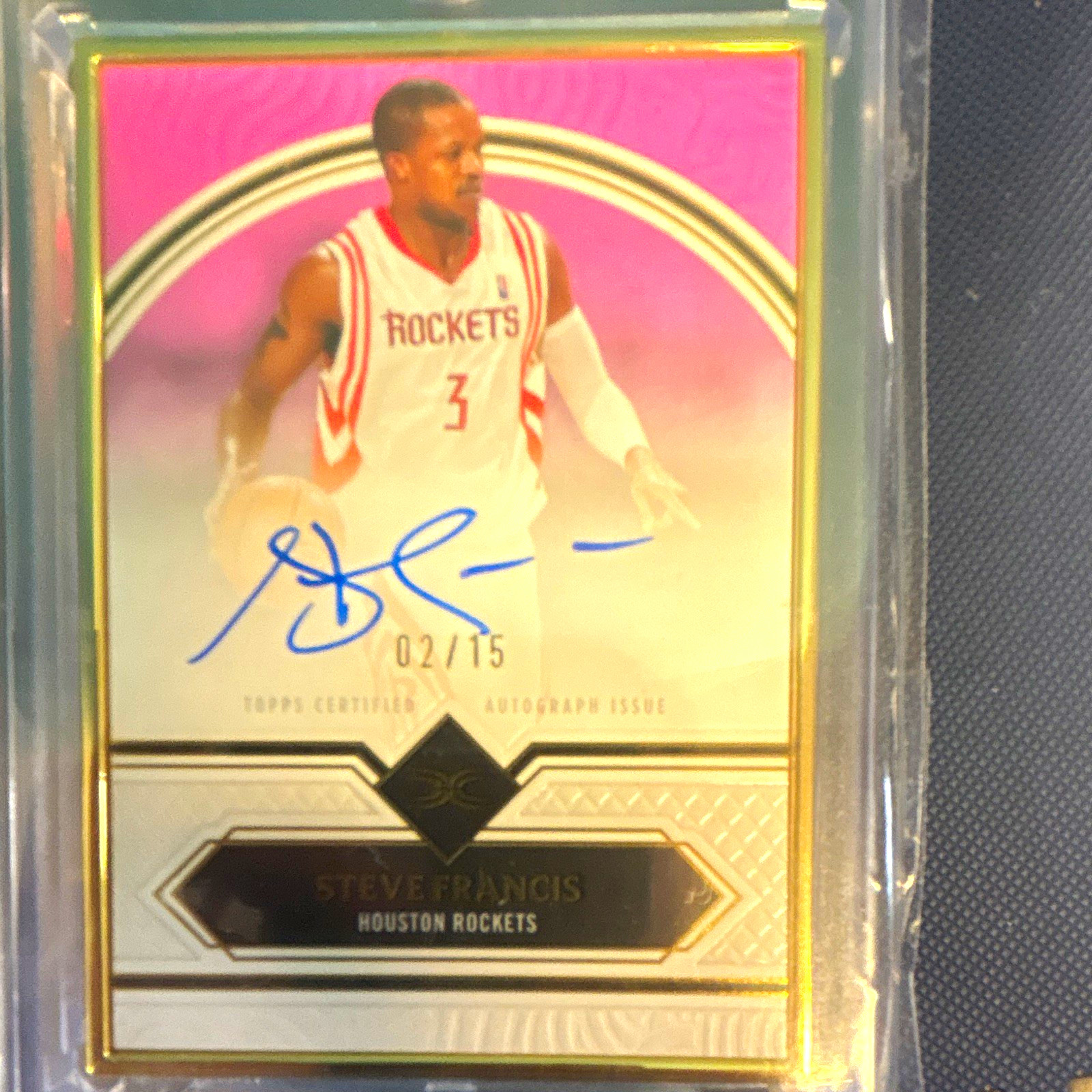 Topps 2025-26 Definitive Framed Legends Steve Francis Rockets Auto 02/15 #FLC-SF Topps 2025-26 Definitive Framed Legends Steve Francis Rockets Auto 02/15 #FLC-SF