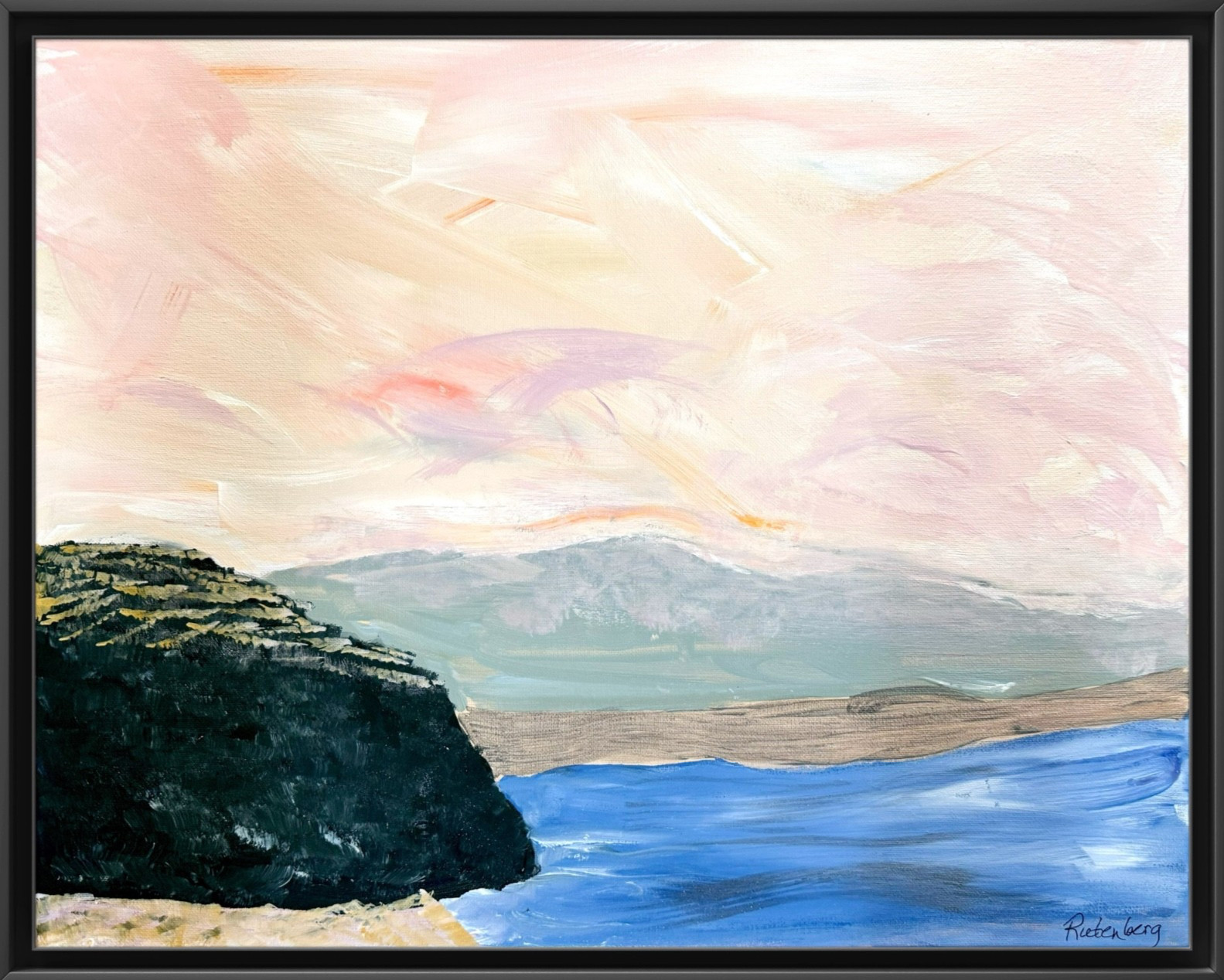 16x20 Impressionist Coastal Cliff Landscape Rutenberg Original Painting Signed