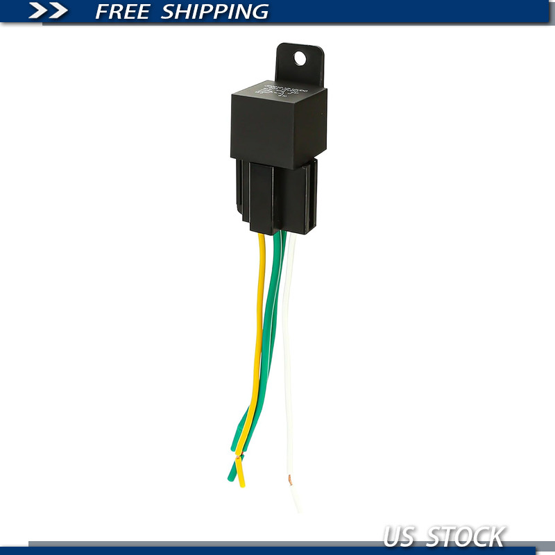 12V 40A 4 Pin Normally Closed SPDT Relay Waterproof Color-Labeled 12AWG Harness