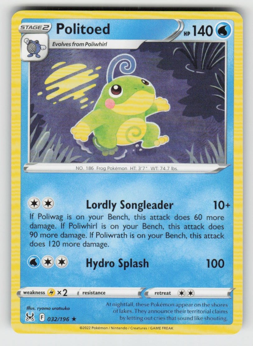Politoed 032/196 Rare Lost Origin Near Mint