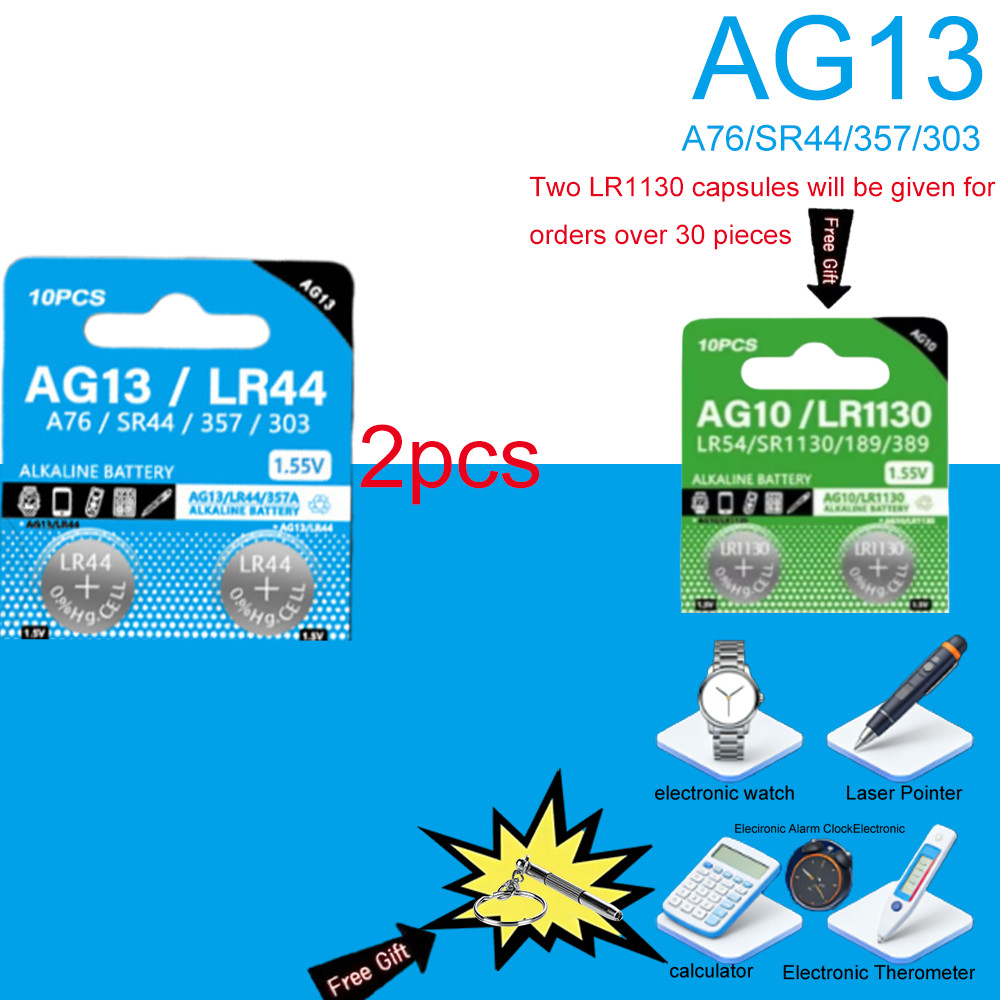 10-50Pcs AG13 LR44 A76 357 357A LR1154 SR1154 SR44 1.5V Button Battery Coin Cell
