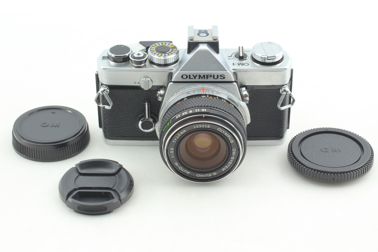 Clear Finder [Near MINT, CLA'd] Olympus OM-1 Silver + 28mm f/3.5 Lens From JAPAN