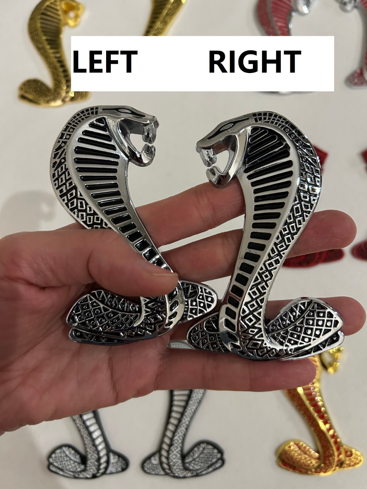 Metal Cobra Snake Dash Shelby  Fender Grille Emblems badge Ford Mustang 3.75 in