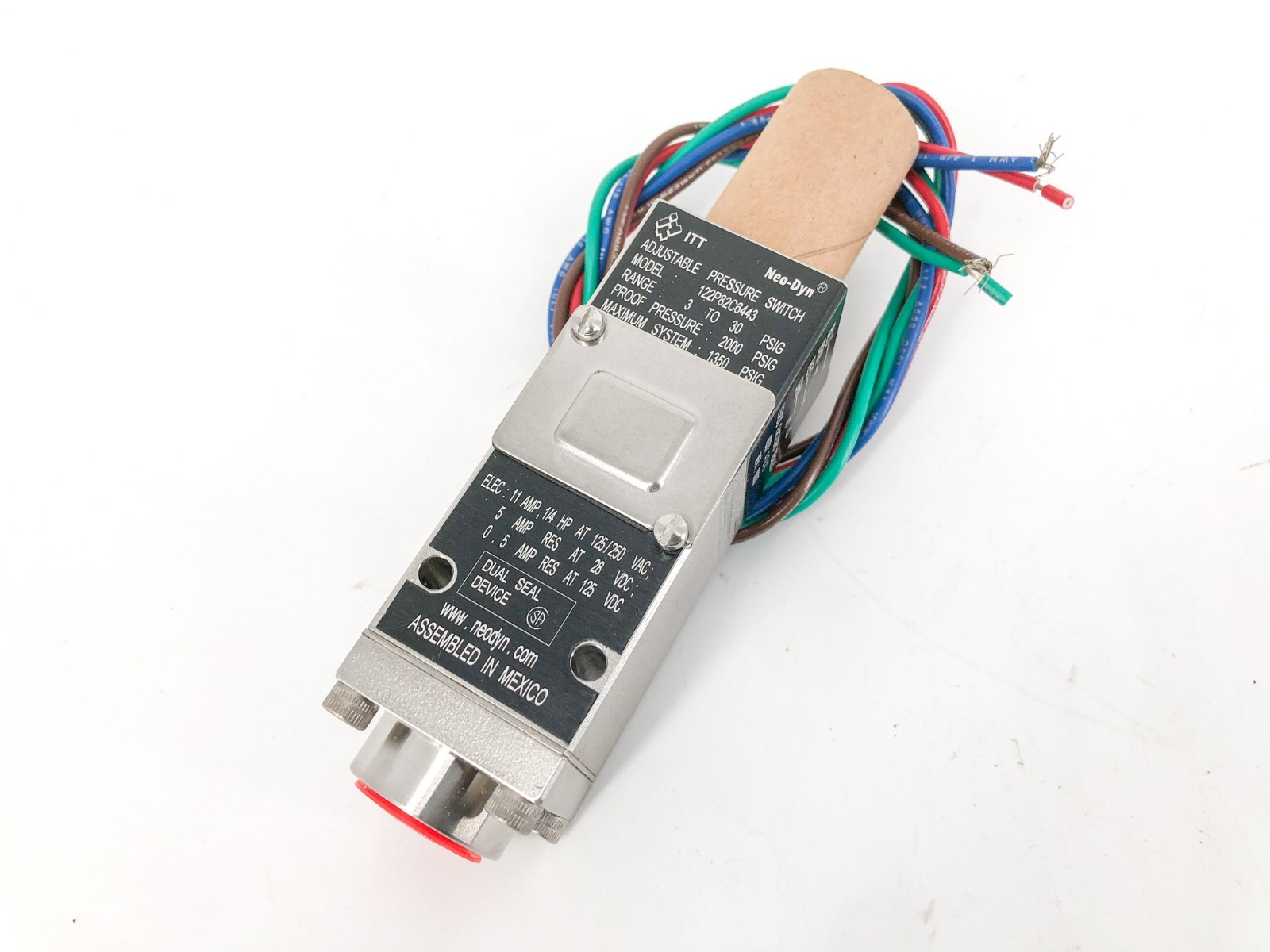 New ITT 122P82C6443 Adjustable Pressure Switch 3-30psig 125/250VAC 11A - No Box New ITT 122P82C6443 Adjustable Pressure Switch 3-30psig 125/250VAC 11A - No Box