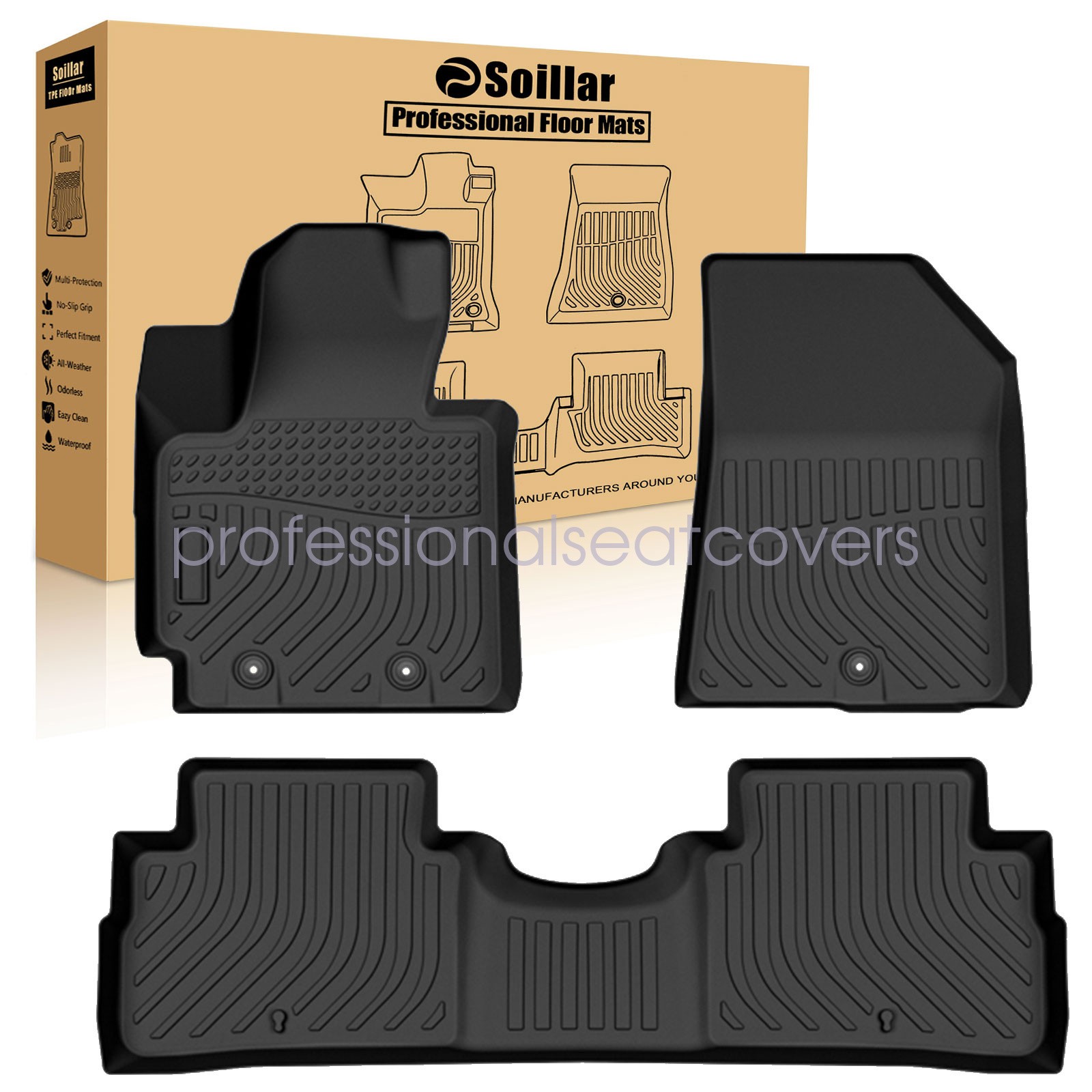 Fits 2014-2019 Kia Soul TPE 3D 1st & 2nd Row Floor Mats Liner Set Anti-Slip New