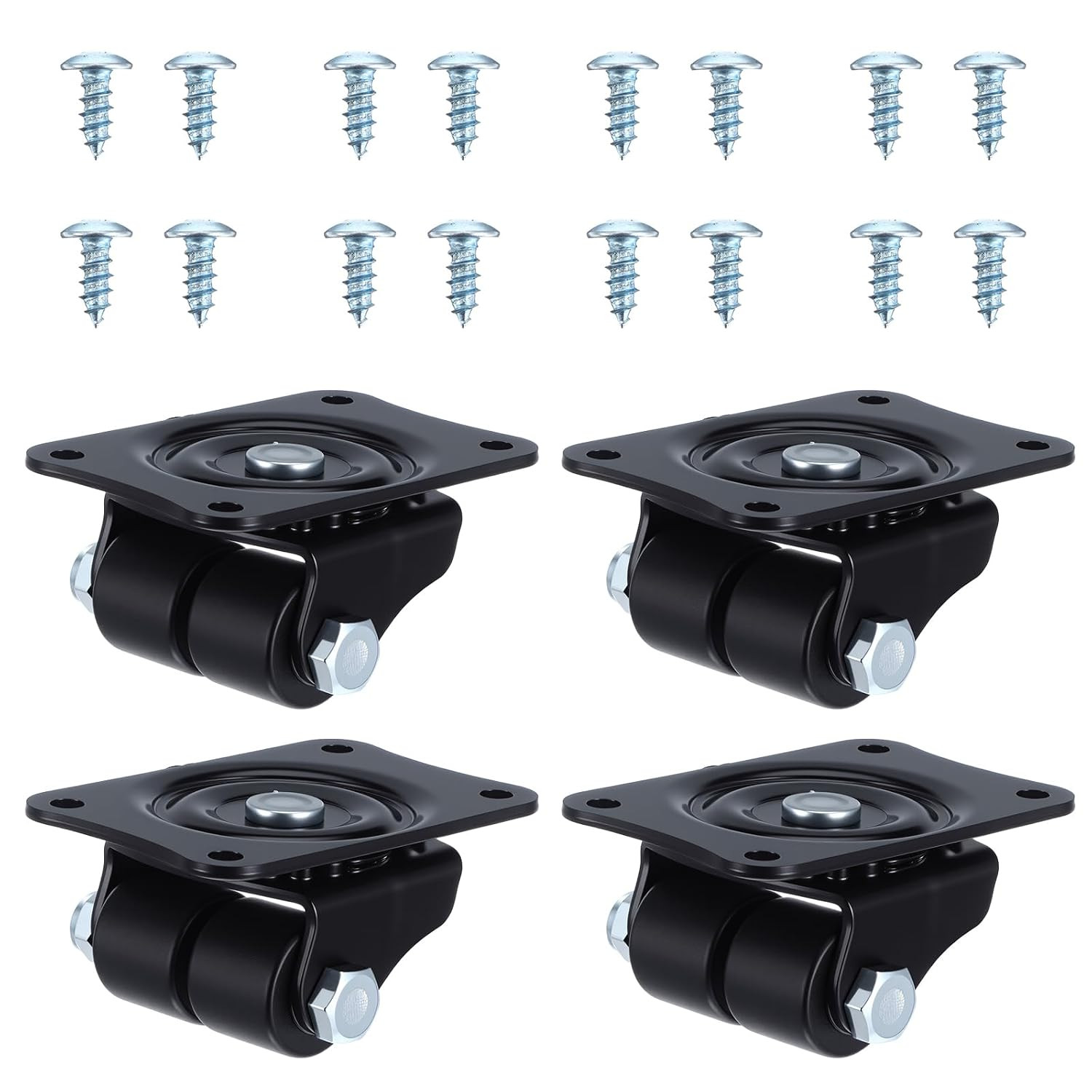 4 Pcs 1 Inch Caster Wheels Heavy Duty Low Profile Plate Swivel Casters Premium