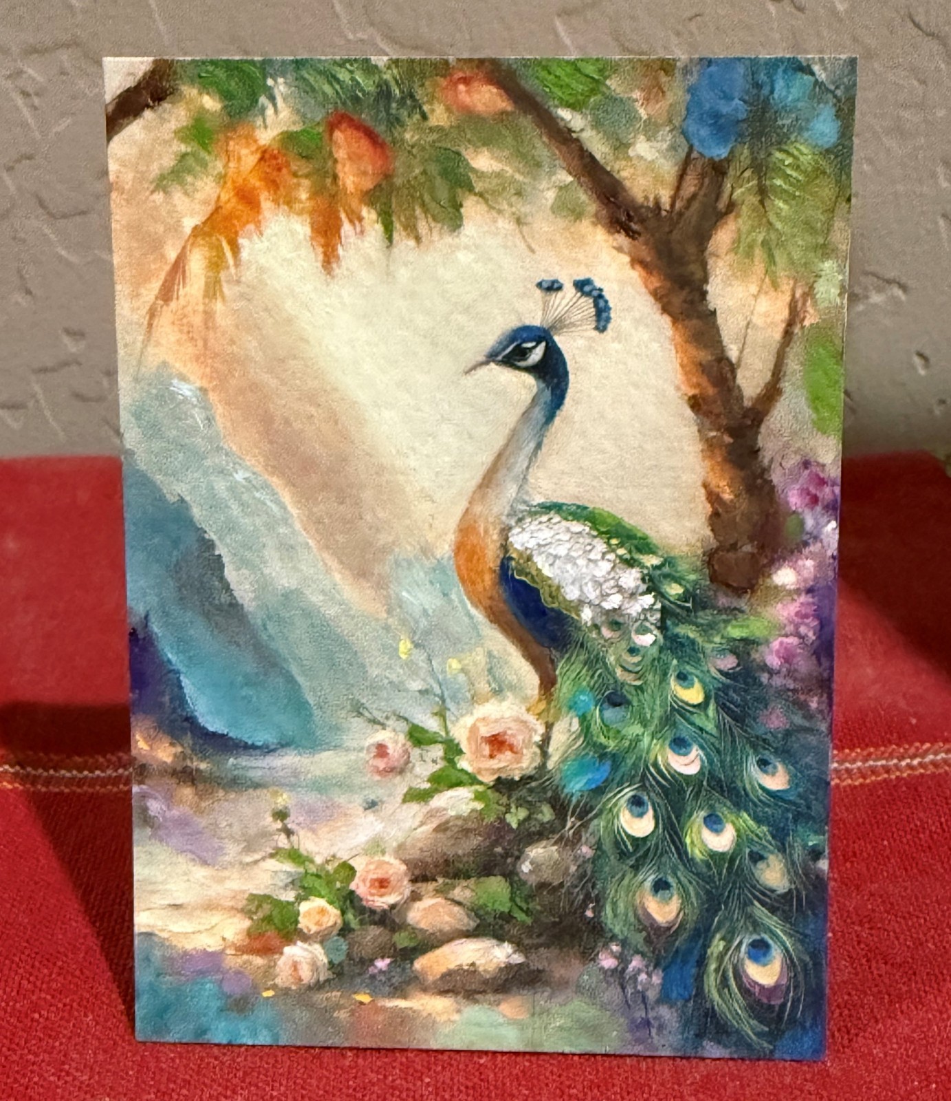 ACEO Peacock Fanned Feathers Original Oil Painting Multimedia Paper 3.5x2.5 OOAK ACEO Peacock Fanned Feathers Original Oil Painting Multimedia Paper 3.5x2.5 OOAK