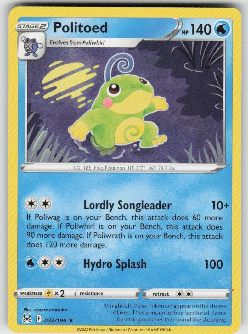 Politoed 032/196 Rare SWSH11: Lost Origin