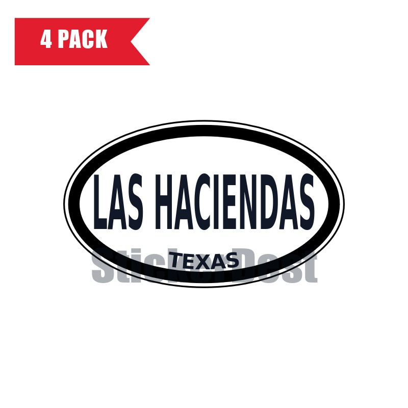 Texas Las Haciendas Oval Sticker 4 Pack 3x2 Inch