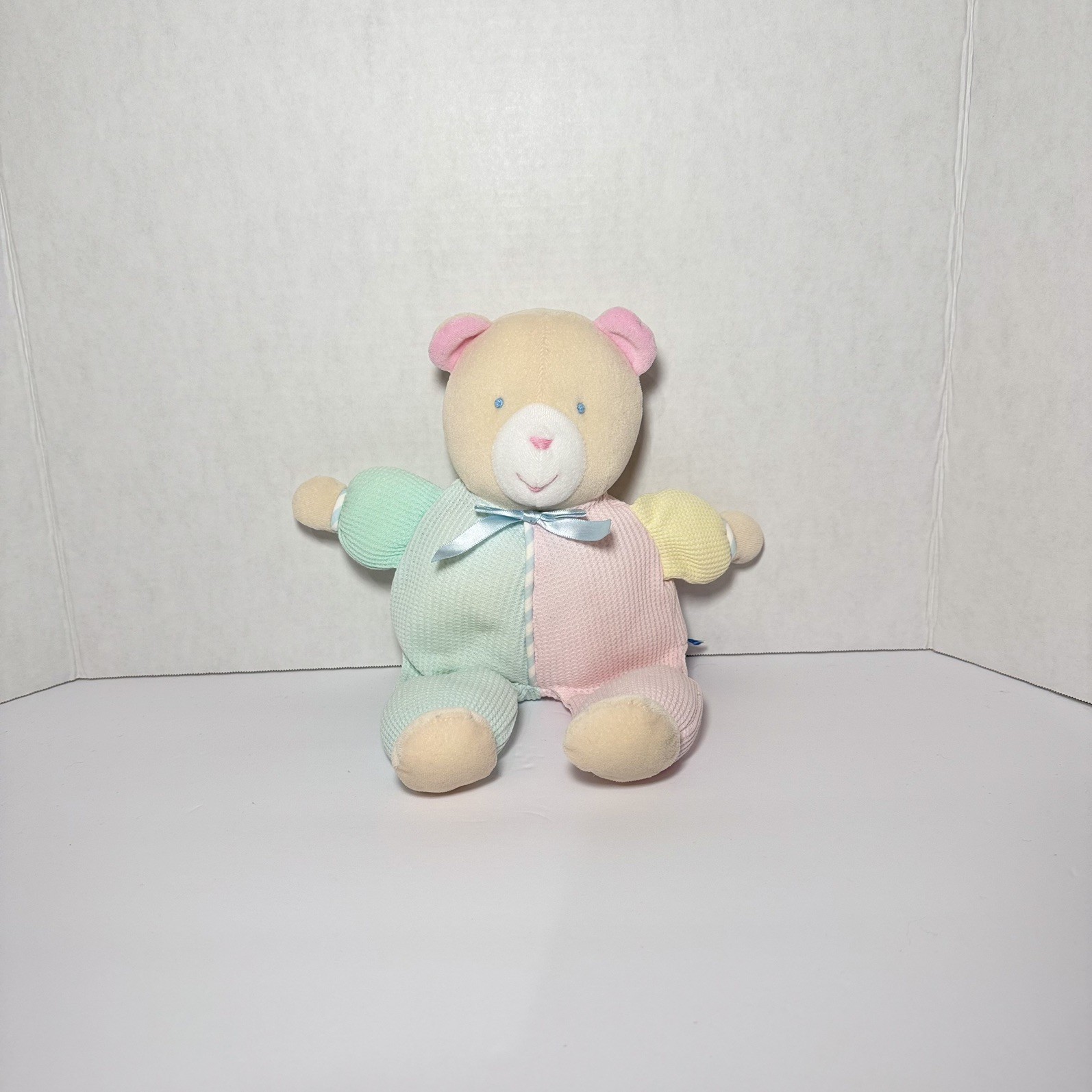 Vtg 1990s Eden Pastel Thermal Waffle Weave Teddy Bear 11\