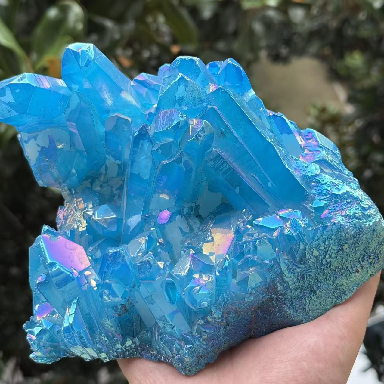5.1LB Natural Aura Blue Clear Quartz Cluster Crystal Specimen Healing Stone