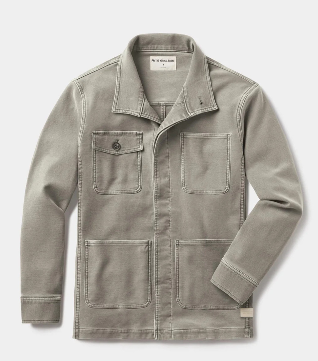 The Normal Brand Comfort Terry Chore Coat in Moss Size Large MSRP$178
