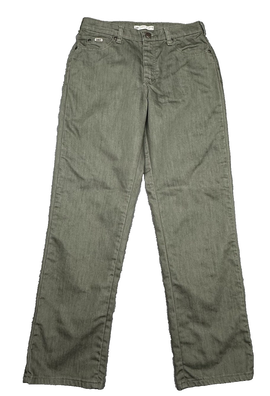 Lee Jeans Womens 6 Short Green Denim 28x29 Stretch Relaxed Straight At The Waist
