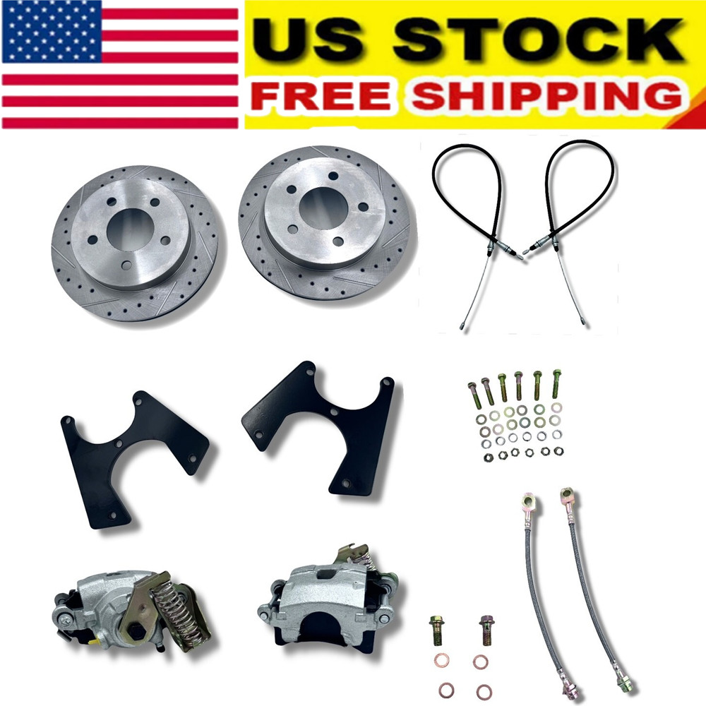 For 1963-72 Chevy C10 Rear Disc Brake Conversion Kit Silver E-Brake Calipers 5x5