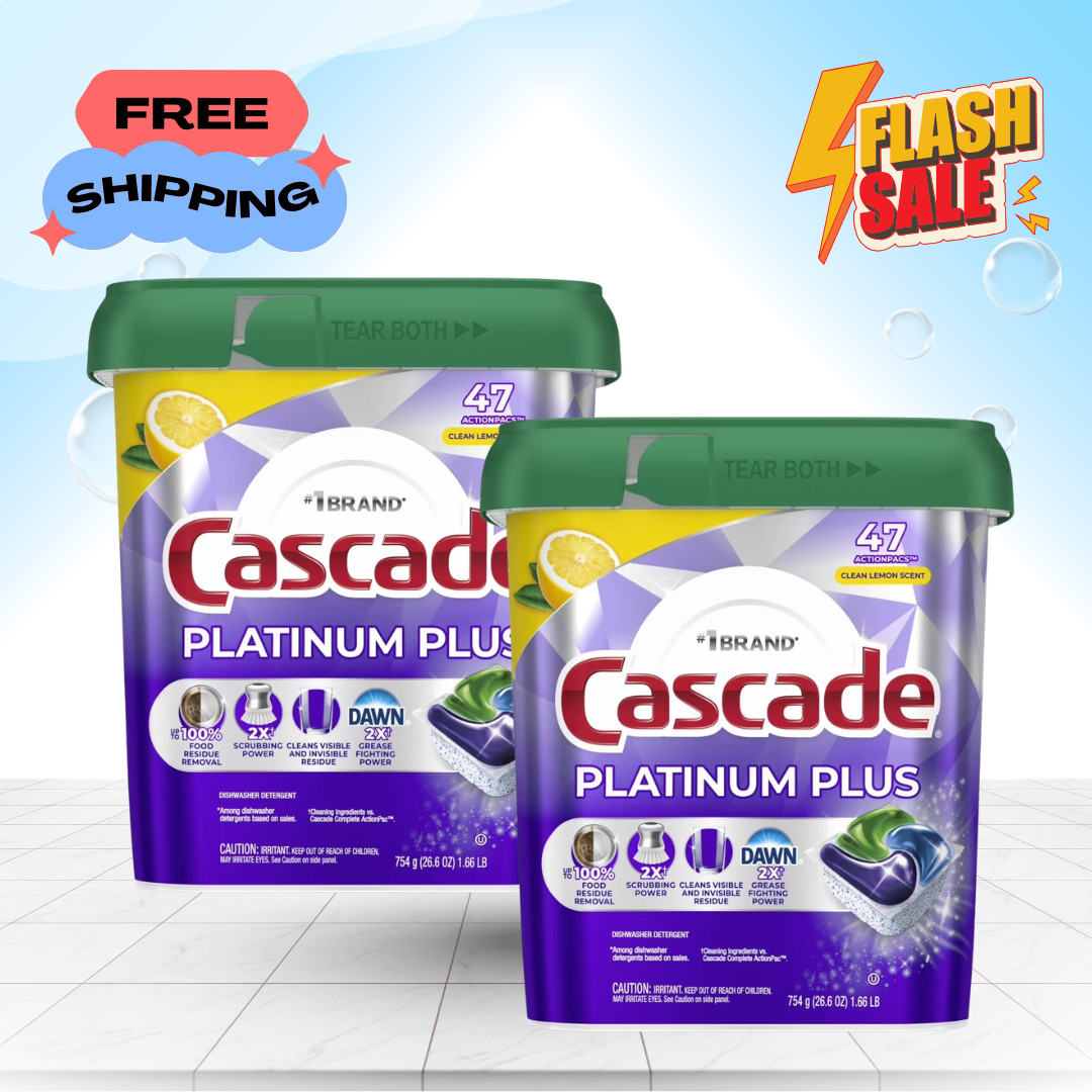 [FASH SALE]2 Pack Cascade Platinum Plus Dishwasher Pods Lemon 47 Count Detergent
