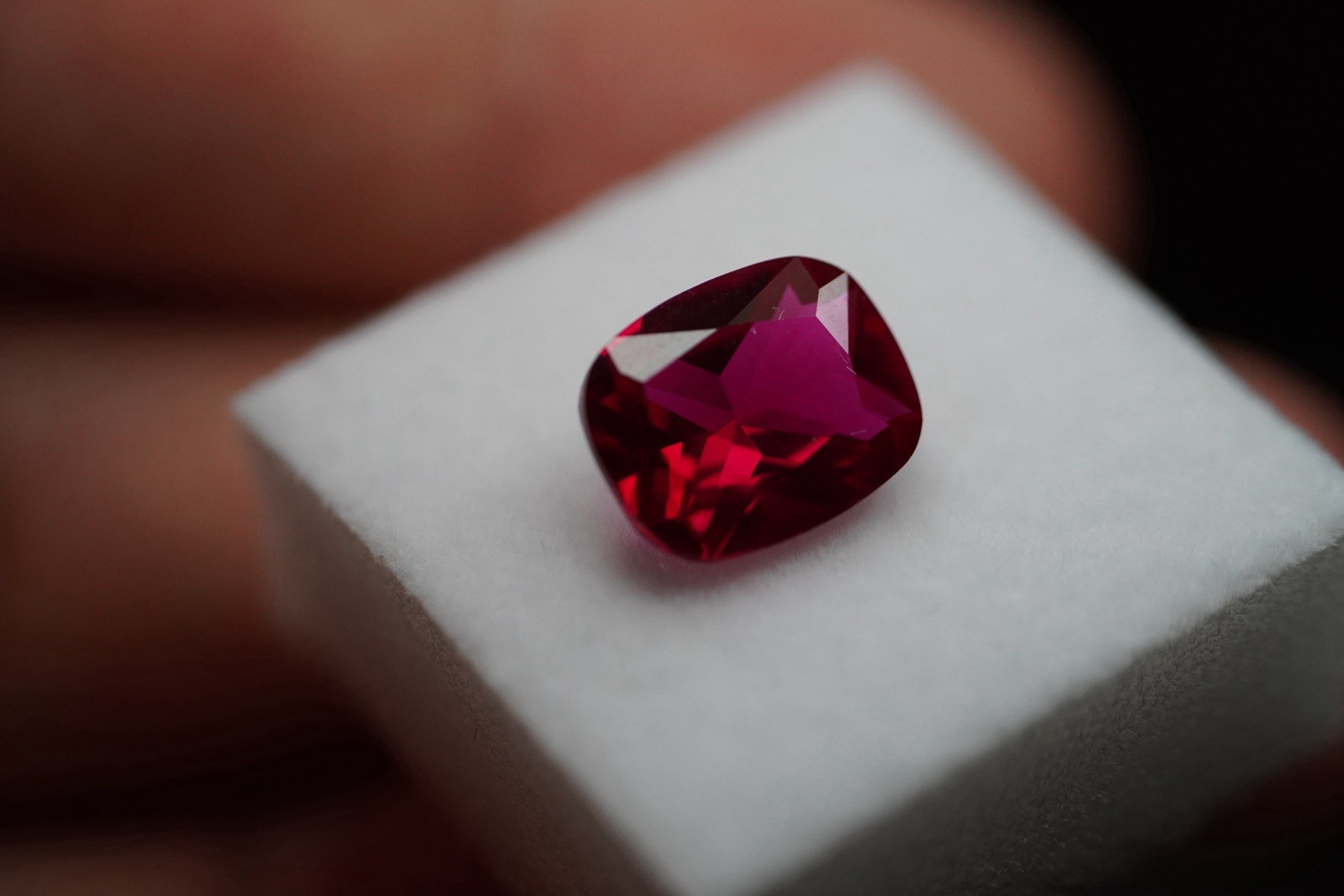3.15ct Lab-Created Ruby Cushion Cut Loose Ruby Gemstone 3.15ct Lab-Created Ruby Cushion Cut Loose Ruby Gemstone