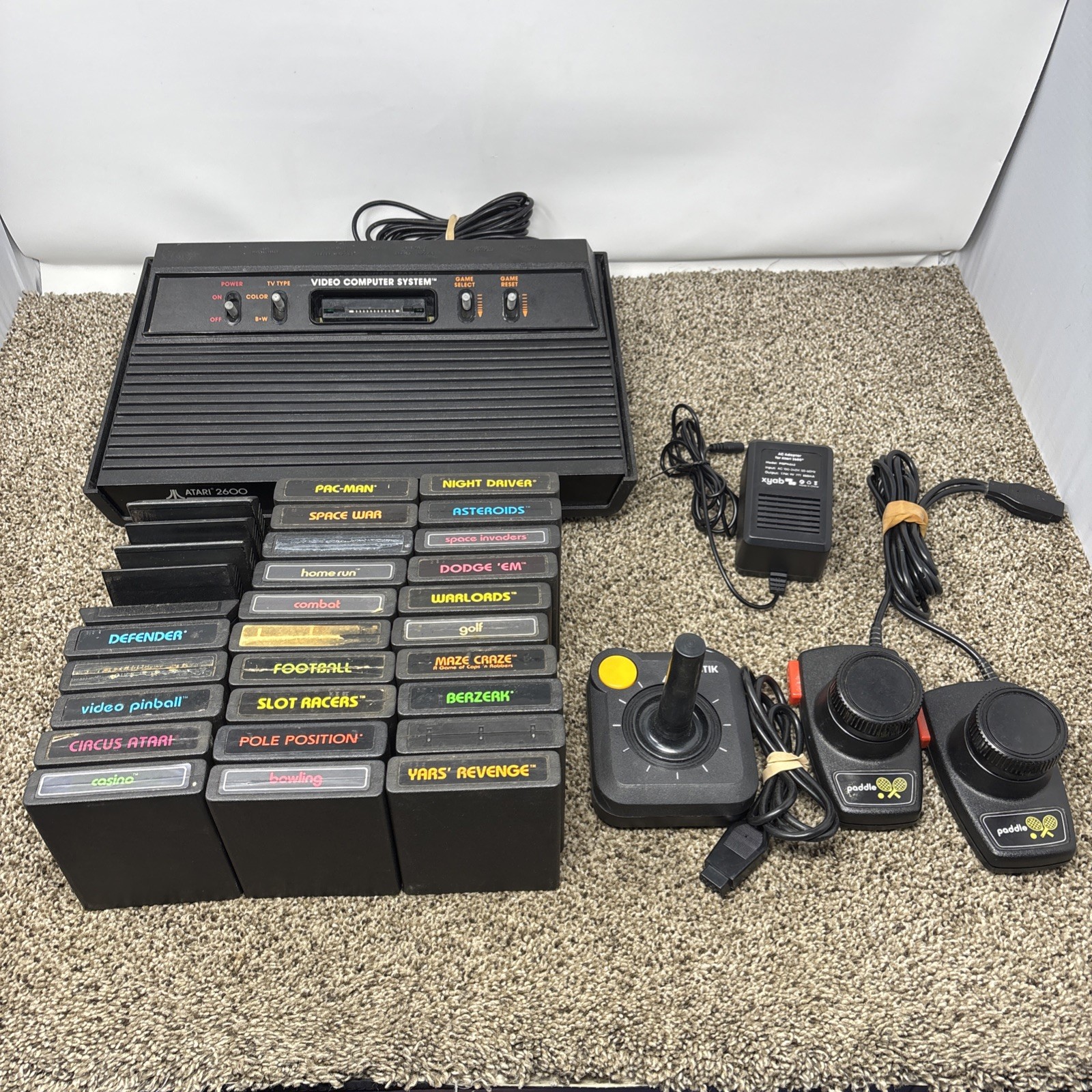 Atari 2600 System Bundle with Console, 30 Games, Joystick, Paddles, and More LOT