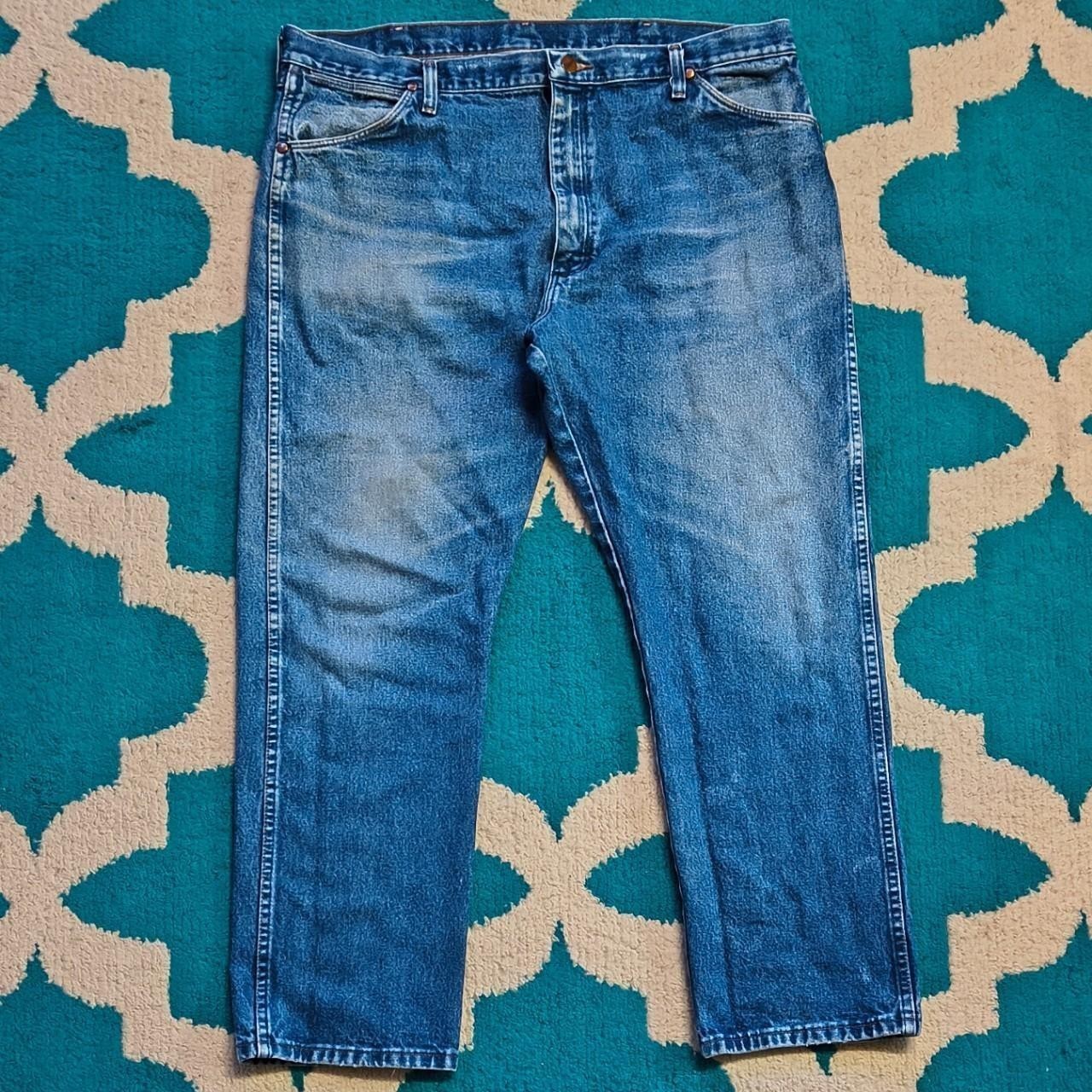 Vintage Y2K 2000s Wrangler Cowboy Cut HighRise Wear-Faded Blue Denim Jeans 40x30