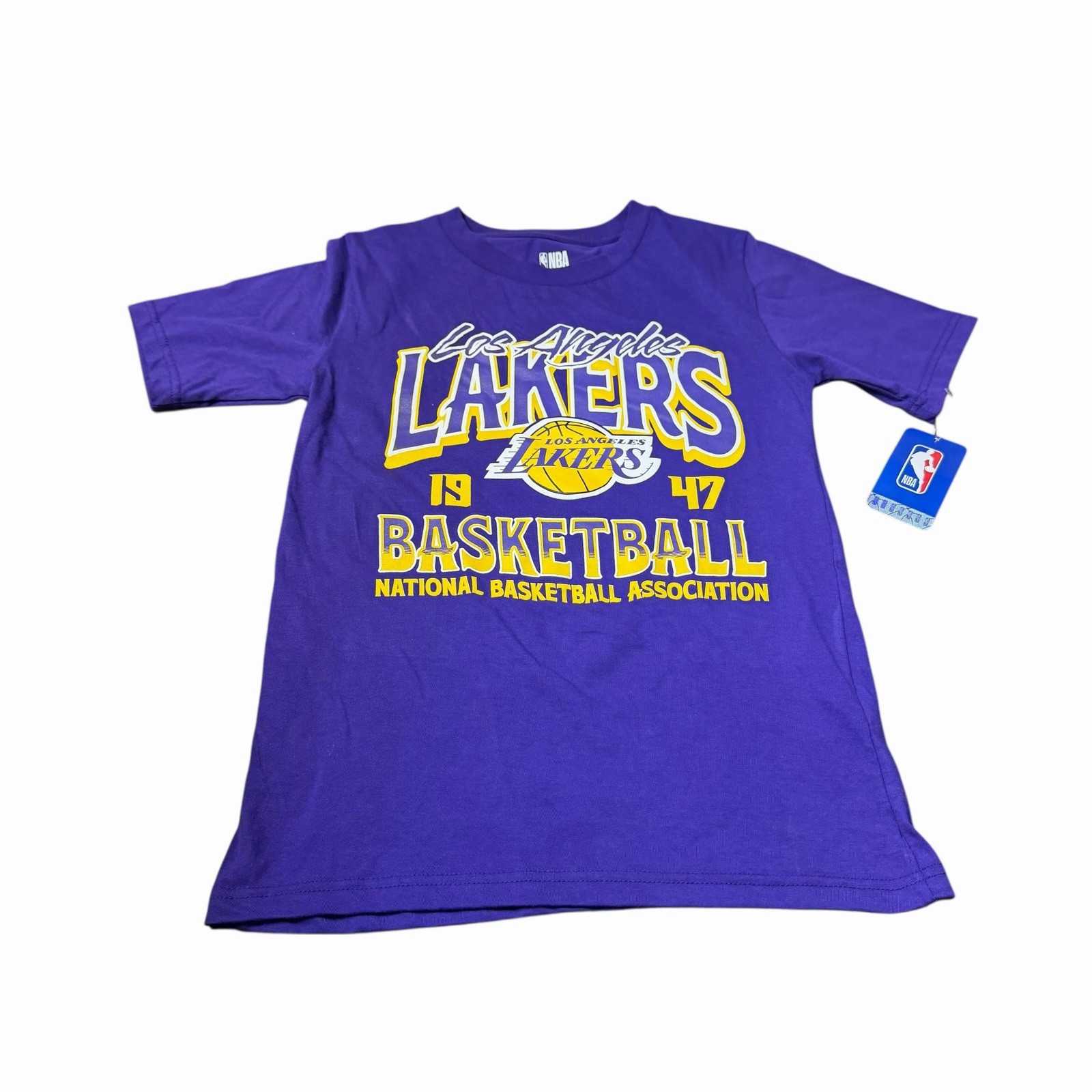 NBA Los Angeles Lakers 1947 Boys Graphic Purple T Shirt Size Large 12/14 NEW