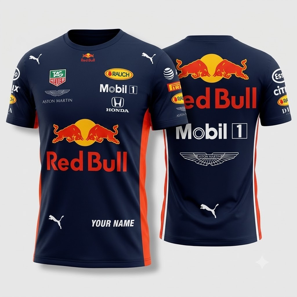 HOT Custom Men Red Bull Racing Formula 1 T-shirt All Size S-5XL