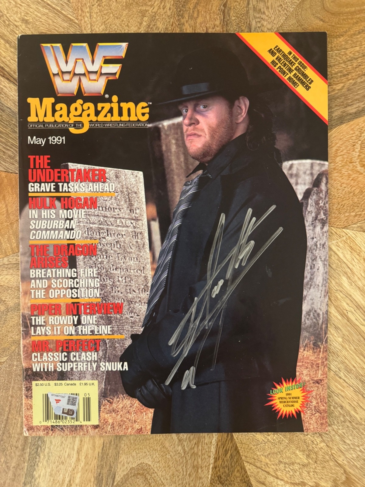 RARE & SIGNED Undertaker WWF Magazine May 1991 Fanatics Certified WWE Wrestling