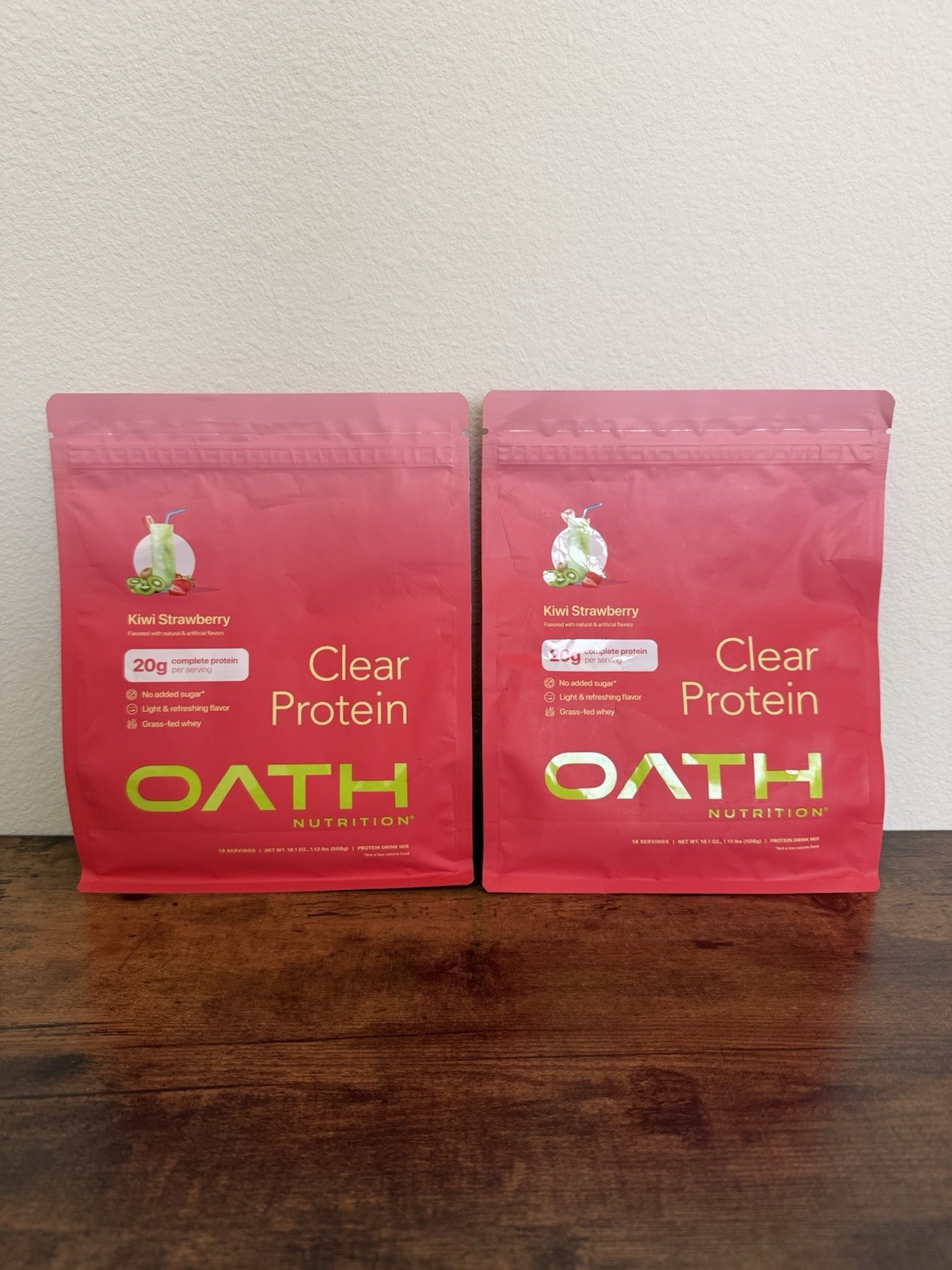 2 Oath Nutrition Clear Whey Isolate Protein Powders Kiwi Strawberry Exp 05/20/27