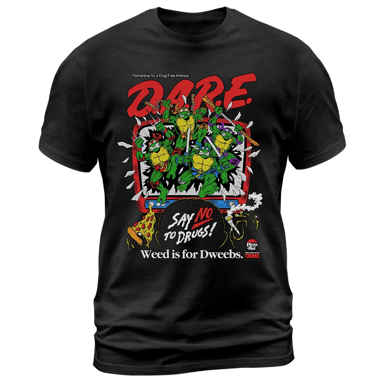 TMNT DARE Say No To Drugs Vintage Retro Cartoon Movie Graphic T-Shirt
