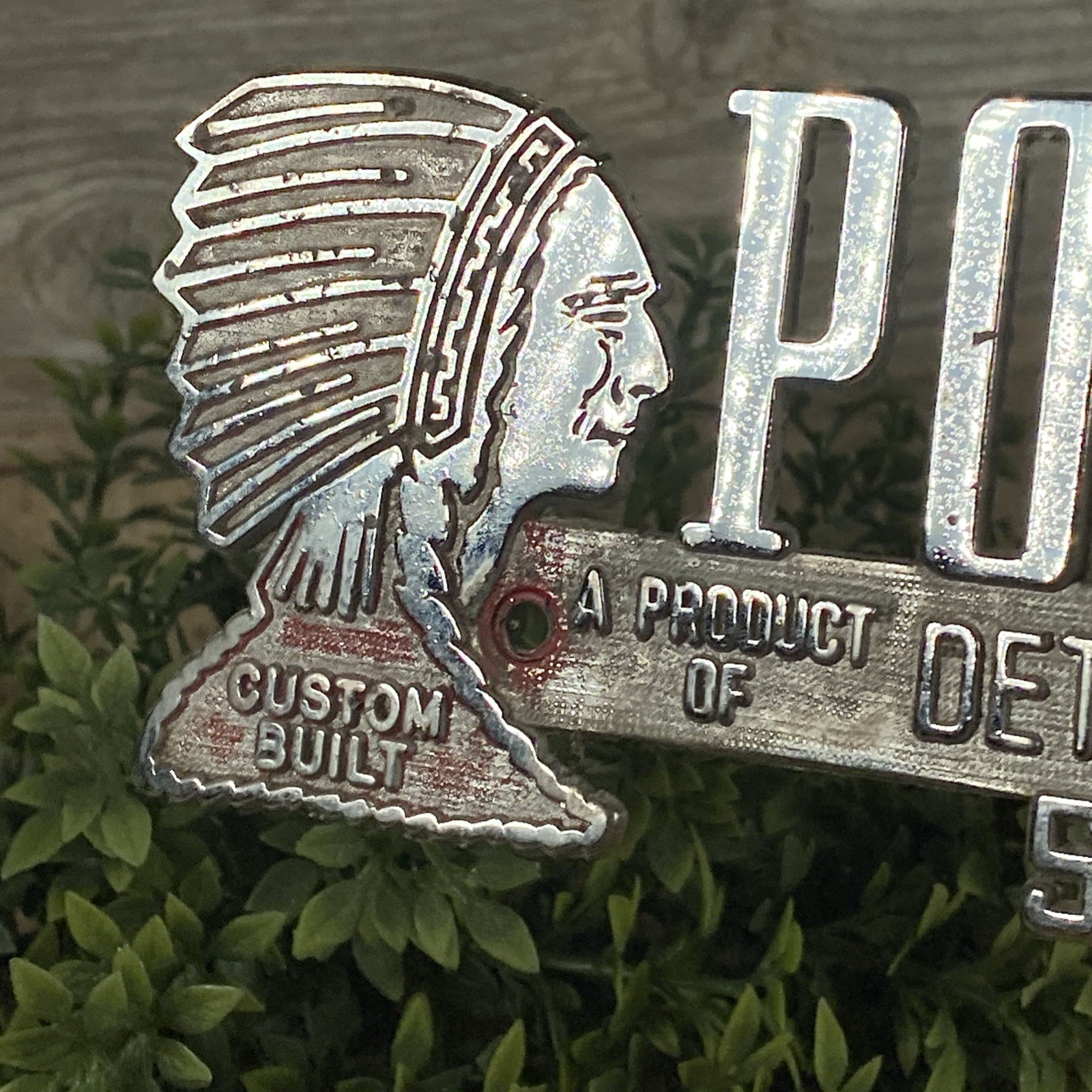 Vintage Pontiac Chief Head Detroiter Mobile Home St. Louis Mich. Metal Emblem Vintage Pontiac Chief Head Detroiter Mobile Home St. Louis Mich. Metal Emblem