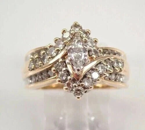 IGI 3 Ct Marquise F-VS1 Lab Grown Diamond Women Wedding Ring 14K Yellow Gold