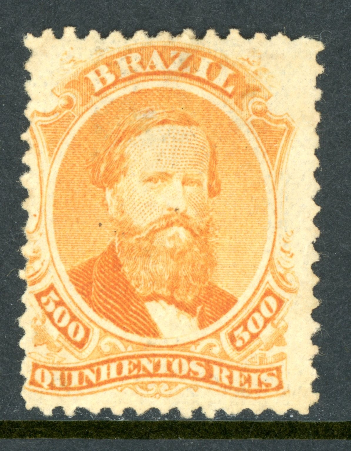 Brazil 1866 Dom Pedro 500R Orange Scott #60 Mint W687