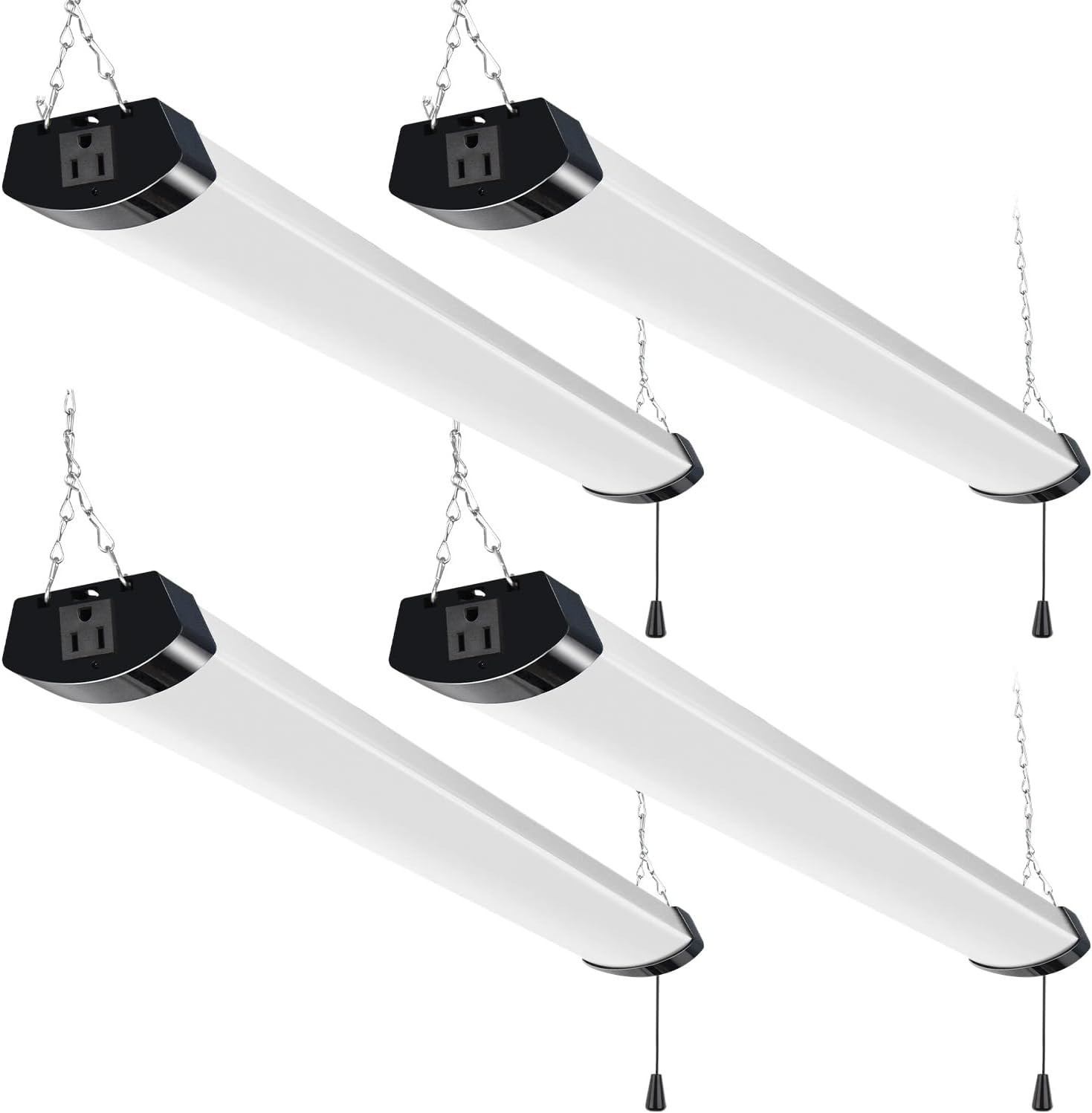 4 Pack 4FT Linkable LED Shop Light for Garage 13000lm 120W Utility Light - Black 4 Pack 4FT Linkable LED Shop Light for Garage 13000lm 120W Utility Light - Black