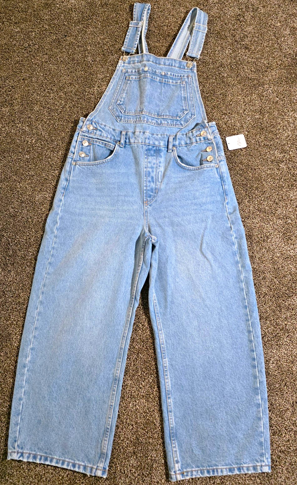 Free People Tunnel Vision Denim Overalls Women’s M Blue Wide-Leg Pockets Straps Free People Tunnel Vision Denim Overalls Women’s M Blue Wide-Leg Pockets Straps