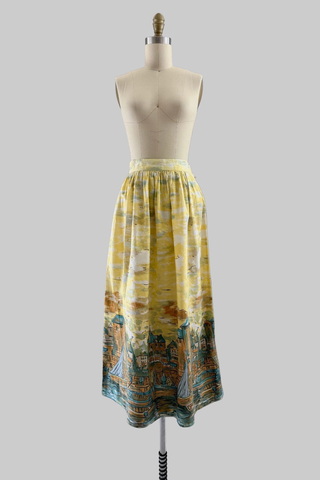 Vintage 50s 60s Novelty Print Skirt XS Small