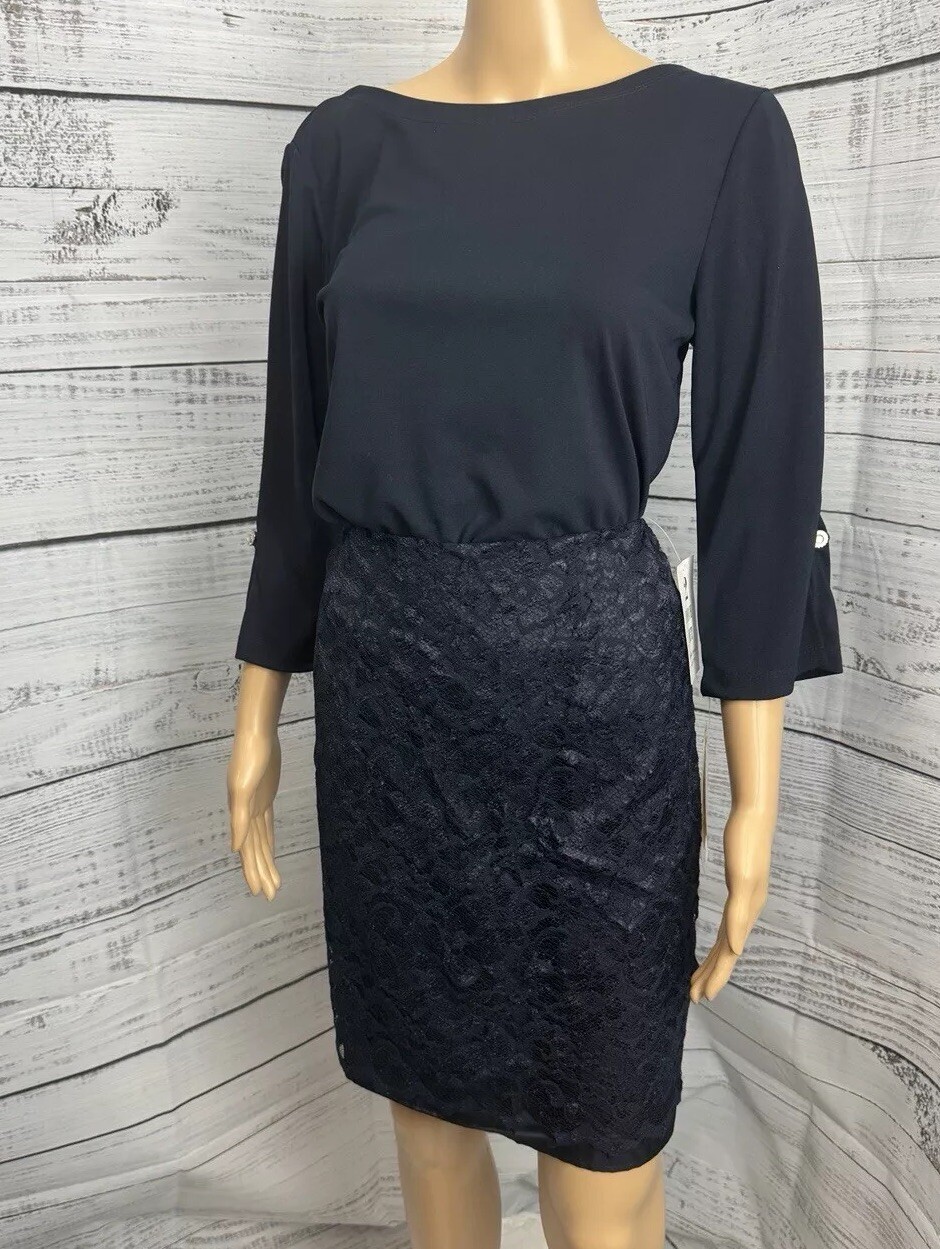 VTG NWT AGB Byer California Blue 2 Piece Lace Pencil Skirt & Shirt Set Sz 12 P