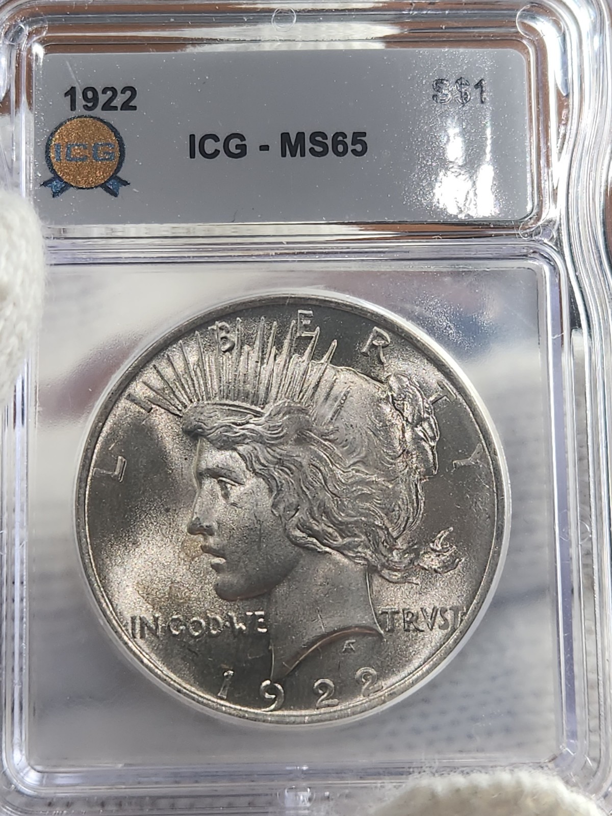 Beautiful Gem 1922-P Peace Silver Dollar, MS65 ICG (VIDEO) [001365]