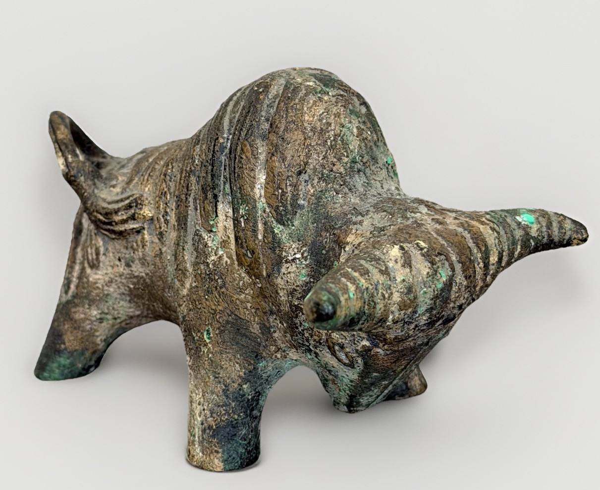 VTG Miyazawa Kanae Fighting Bull Sculpture Mid Century Japanese Brutalist Iron