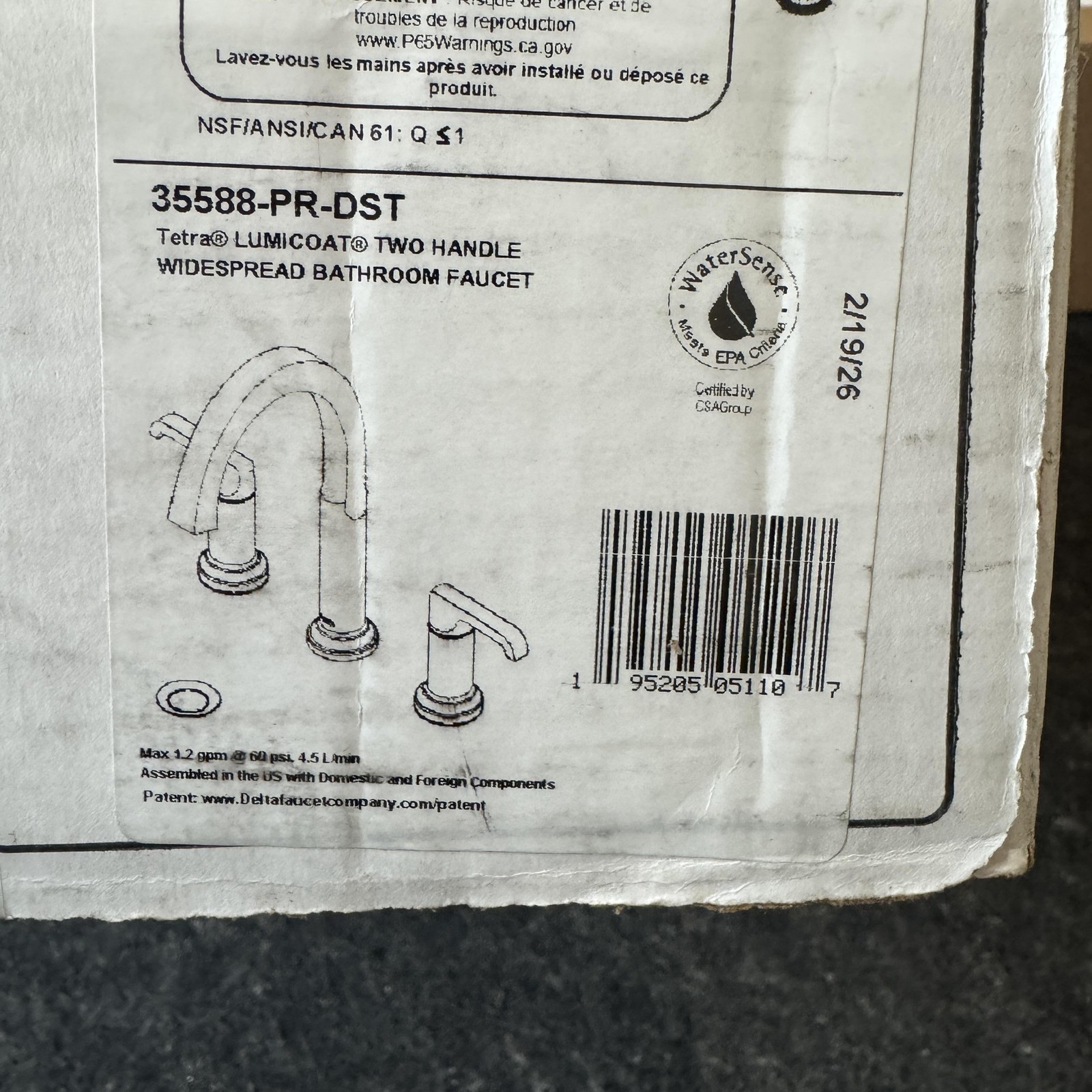 Delta 35588-PR-DST Tetra Lumicoat 2-Handle Widespread Bathroom Faucet, Chrome