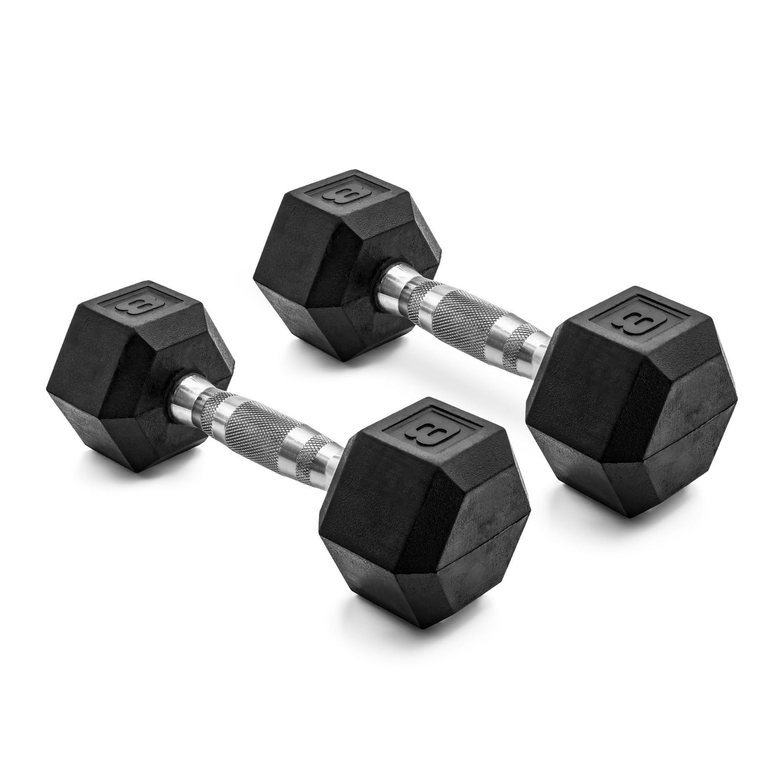 CAP Barbell 8 lb Rubber Hex Dumbbells Pair No-Roll Ergonomic Handle