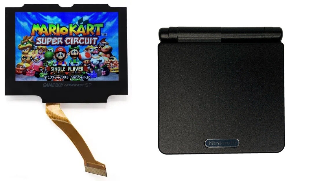 Gameboy Advance SP  720x480 IPS LCD Backlight Kit V5 3.0 *NO SOLDER* with Shell