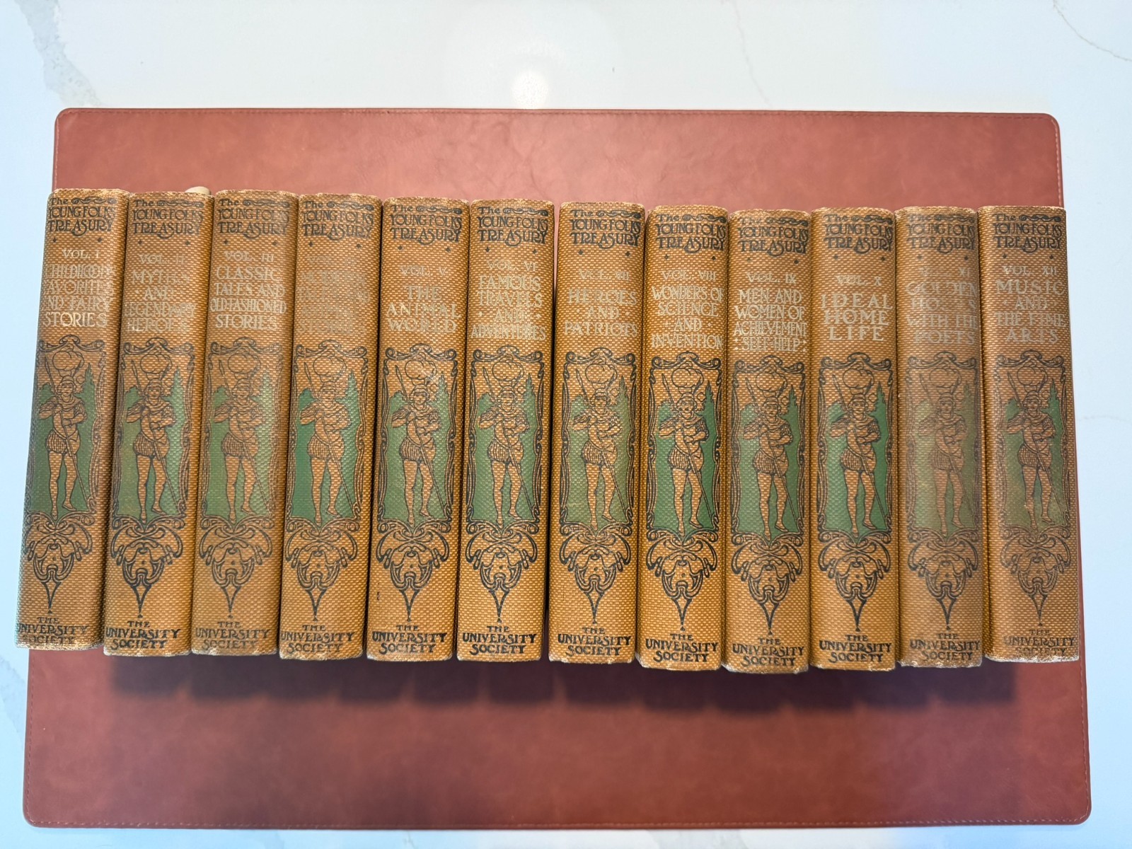 Antique 1917 Young Folks Treasury Complete 12 Vol Set Mabie Illustrated Hardcove