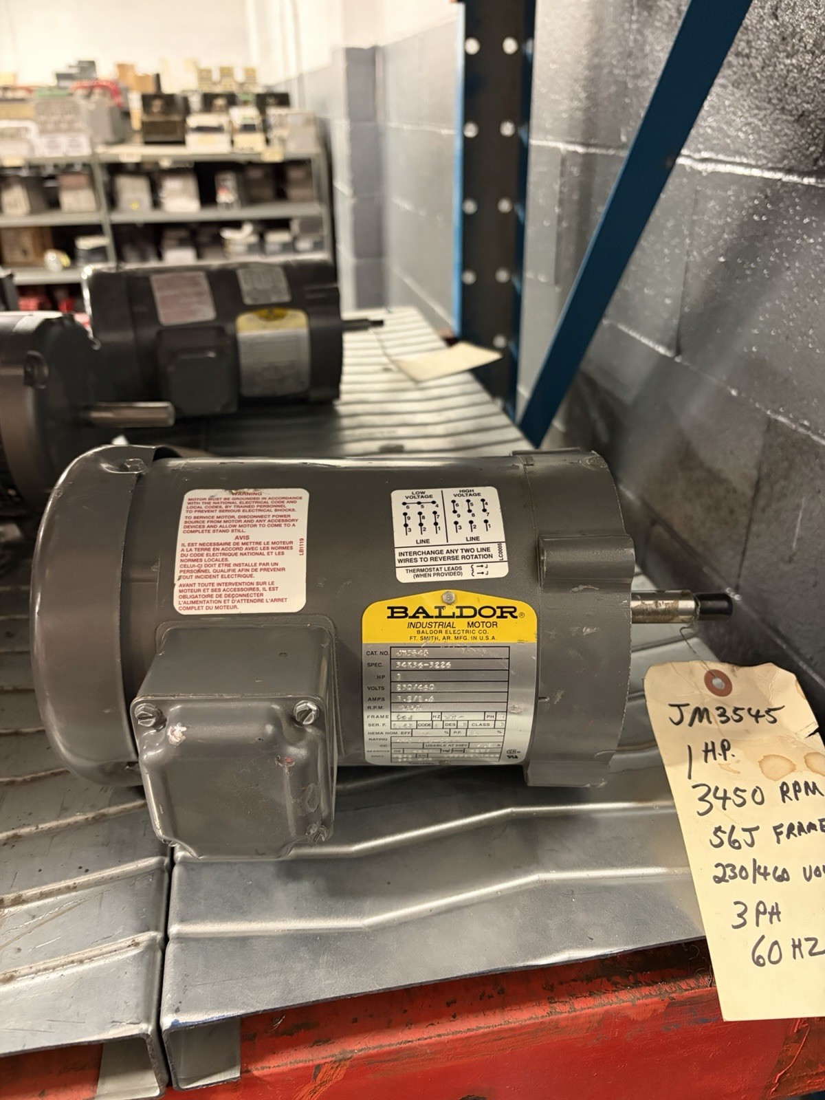 NEW BALDOR JM3545 Industrial Motor 1 HP 230/460V 3450RPM 60Hz NEW BALDOR JM3545 Industrial Motor 1 HP 230/460V 3450RPM 60Hz