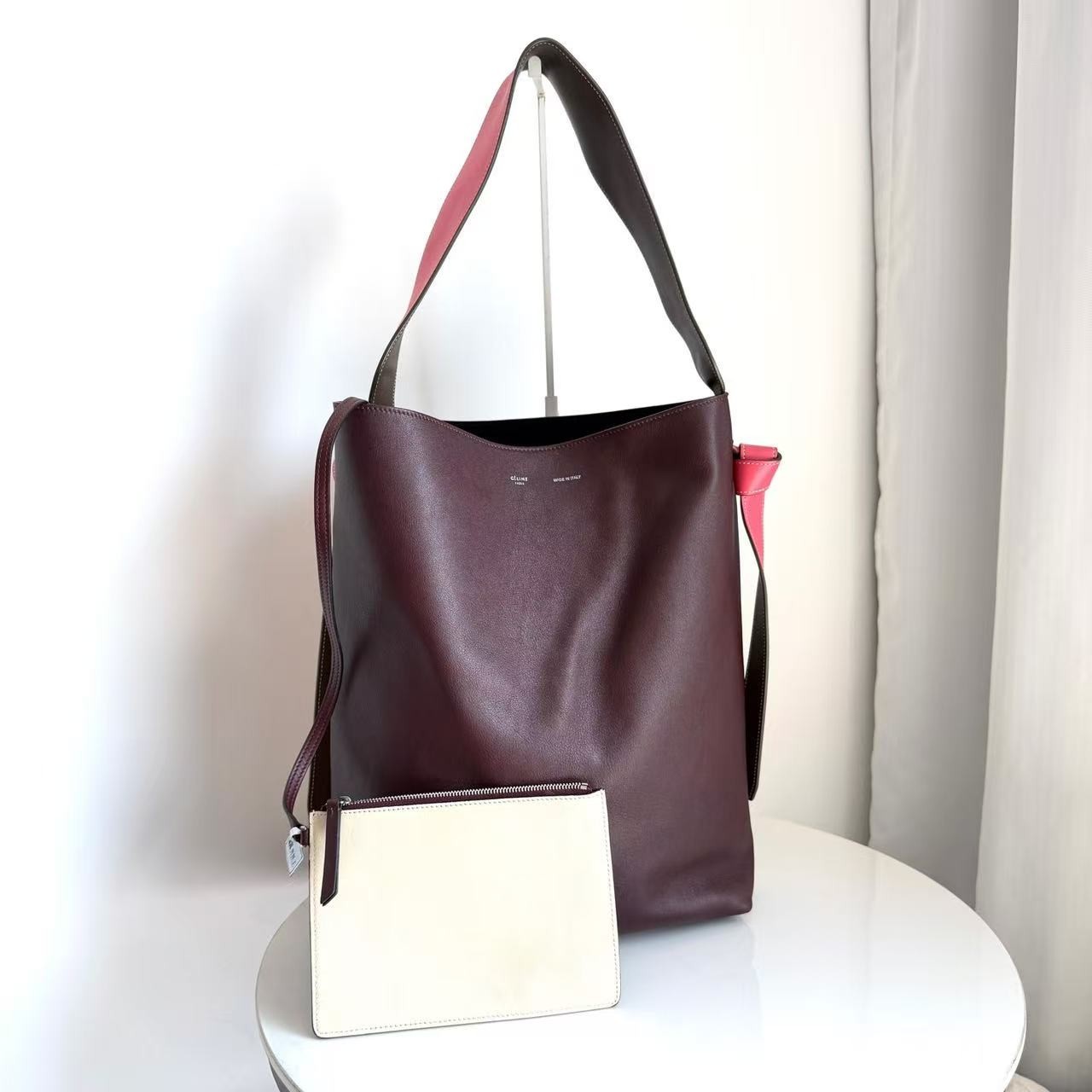 Celine Twisted Cabas Two-Tone Leather Bucket Tote Shoulder Bag Celine Twisted Cabas Two-Tone Leather Bucket Tote Shoulder Bag