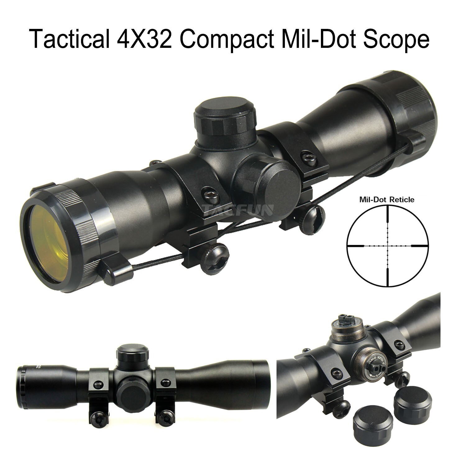 Tactical 4X32 Compact .223 .308 Scope /w Rings
