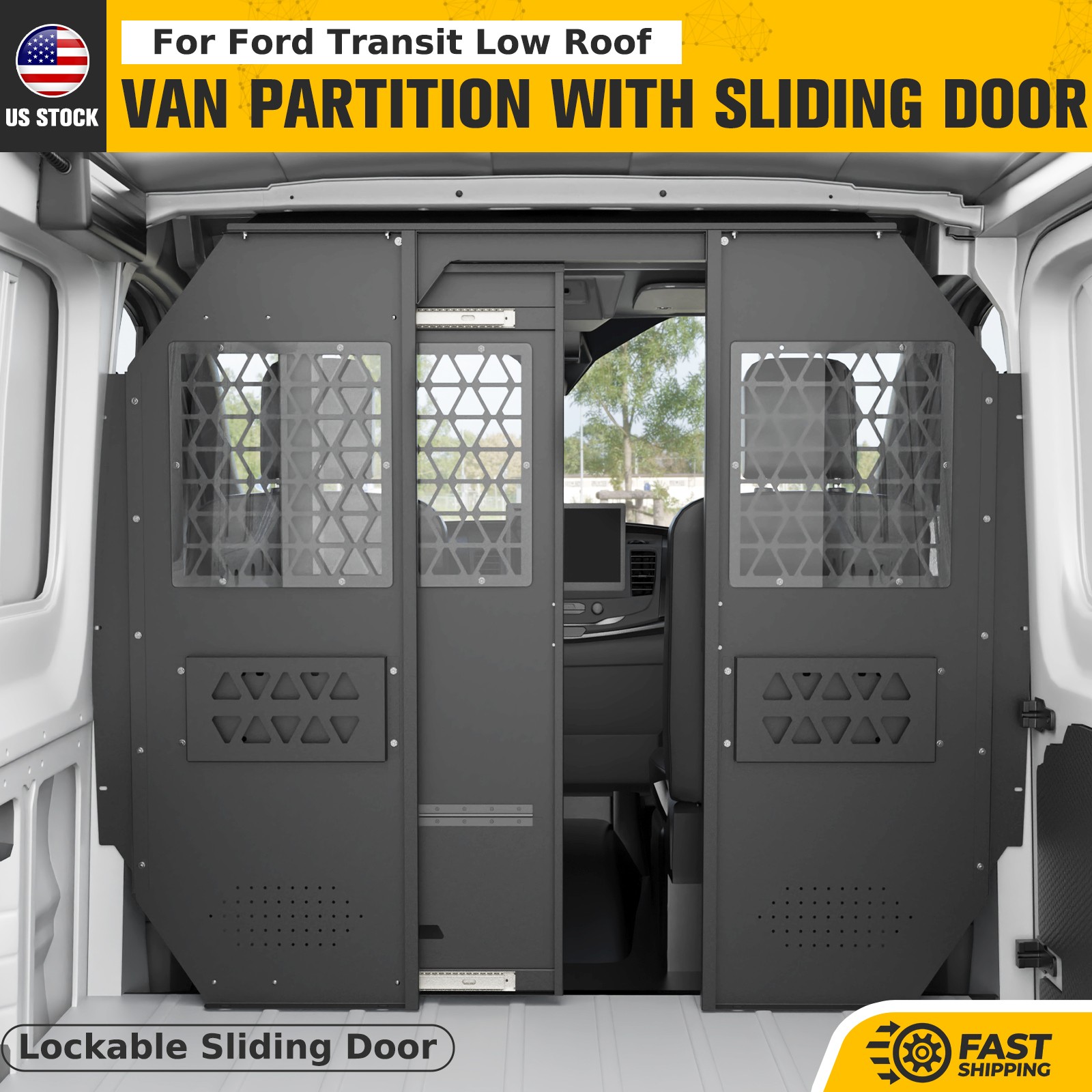 Van Safety Partition, Bulkhead, Divider for Ford Transit 150 250 350 Low Roof