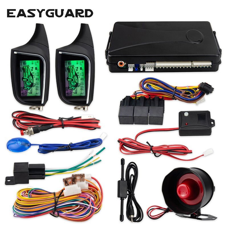 EASYGUARD 2 Way Car Alarm System remote Start LCD Pager Display vibration alarm