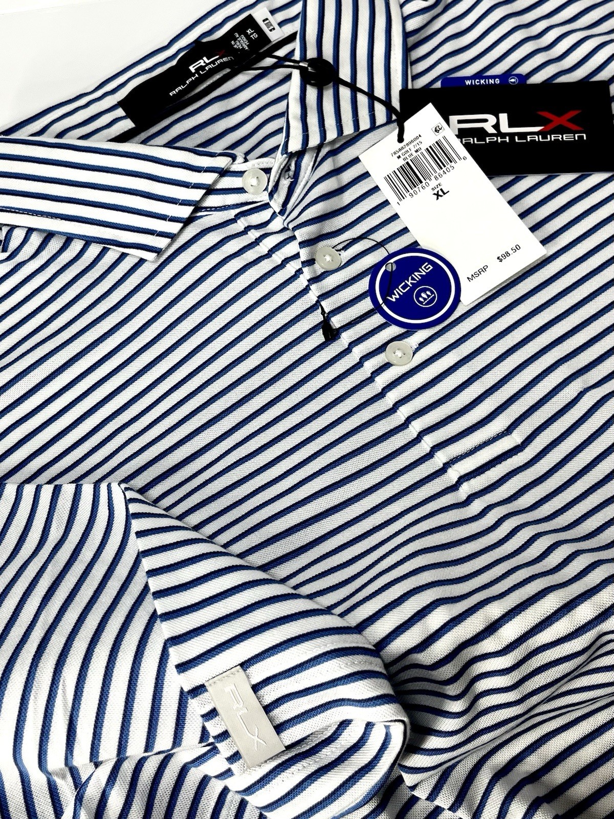 Ralph Lauren RLX Golf Striped Shirt RLX True Stay Collar Size M NEW Reg $98.50
