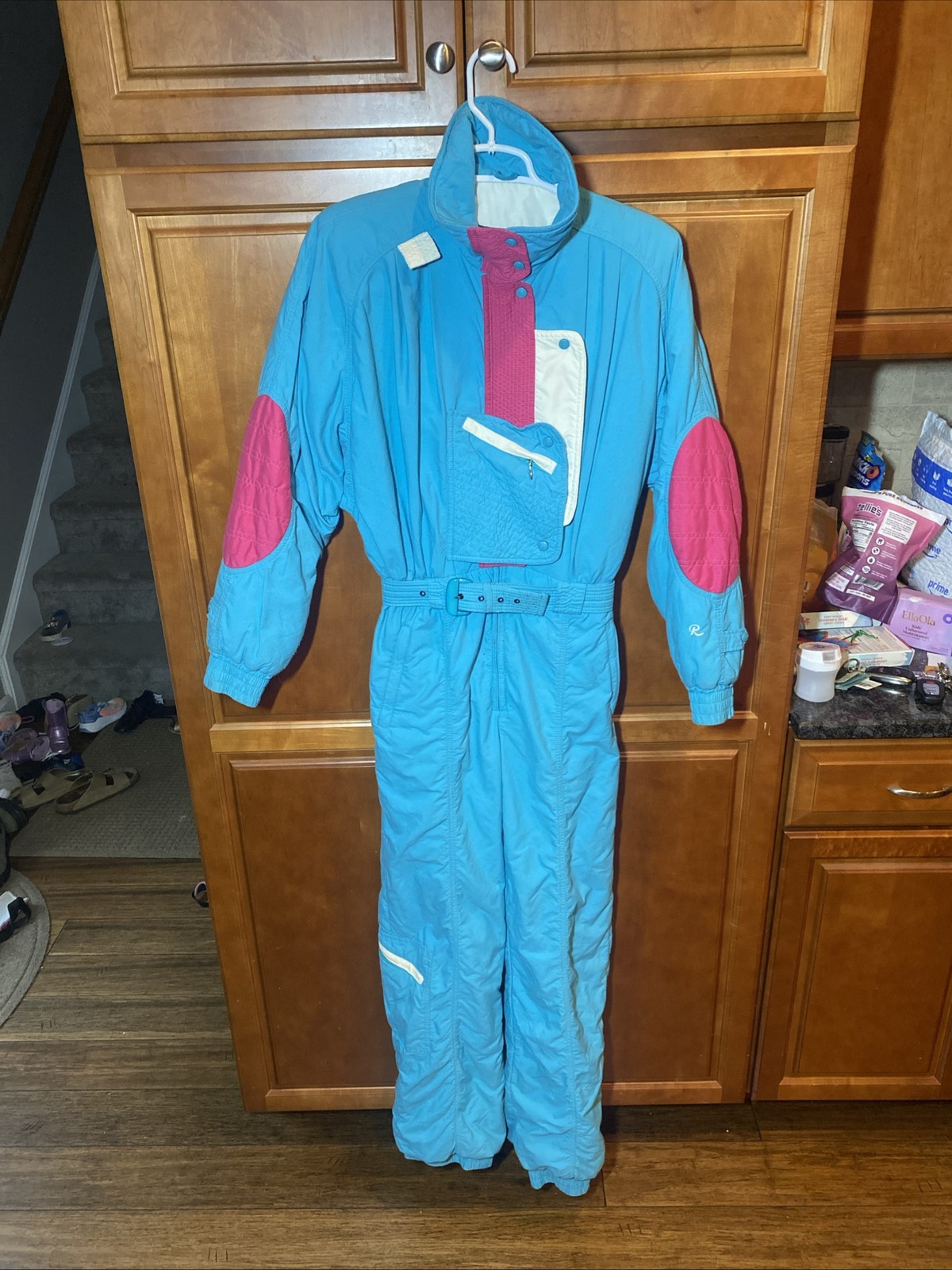 VTG 80s 90s Roffe One Piece Ski Suit Men M Women L Neon Teal Blue Pink USA Made VTG 80s 90s Roffe One Piece Ski Suit Men M Women L Neon Teal Blue Pink USA Made